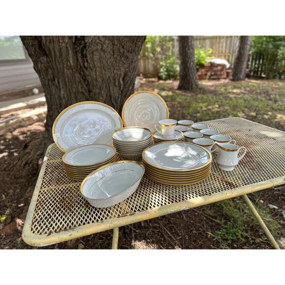 Vtg Noritake Salad Plates Manor Gold 8 3/8 inch Contemporary Fine China Set/4 - Picture 6 of 9